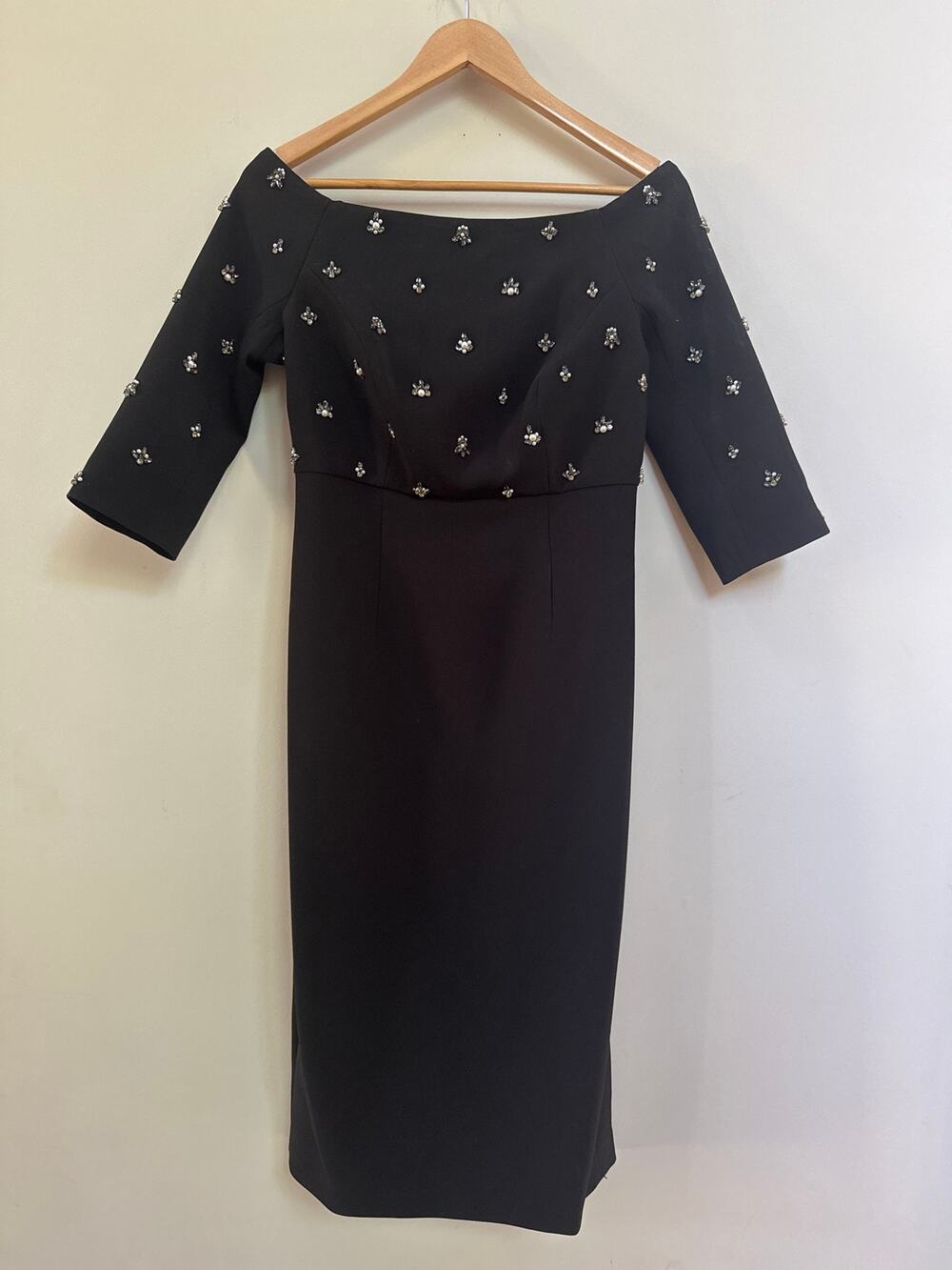 Sachin & Babi NWT Fatima Off-The-Shoulder Midi Dress Size 2 Embellished Classic